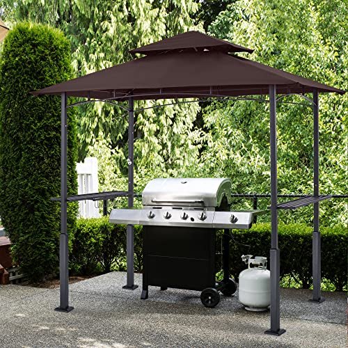 ABCCANOPY 8x5 Grill Gazebo - Outdoor BBQ Canopy Shelter with Led Light for Patio Backyard Grilling (Dark Gray)