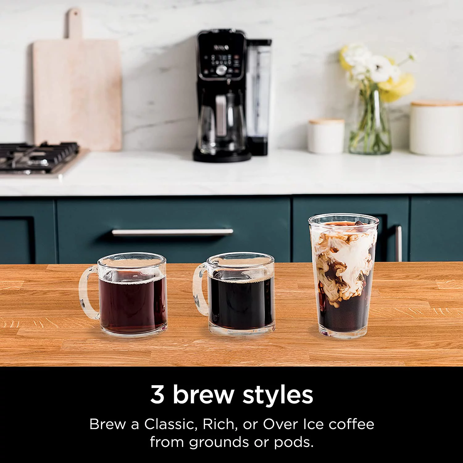 Ninja CFP201 DualBrew System 12-Cup Coffee Maker, Single-Serve for Grounds & K-Cup Pod Compatible, 3 Brew Styles, 60-oz. Water Reservoir & Carafe