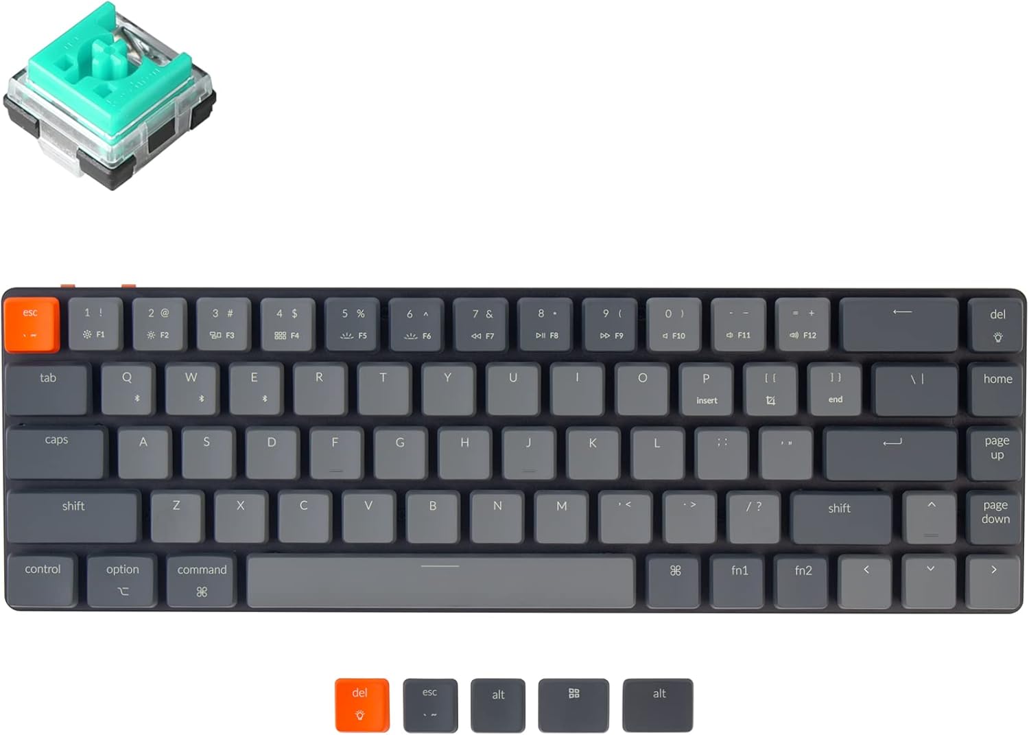 Keychron K7 65% Layout Hot-swappable Ultra-Slim Wireless Bluetooth/Wired USB Mechanical Keyboard with Low-Profile Keychron Optical Banana