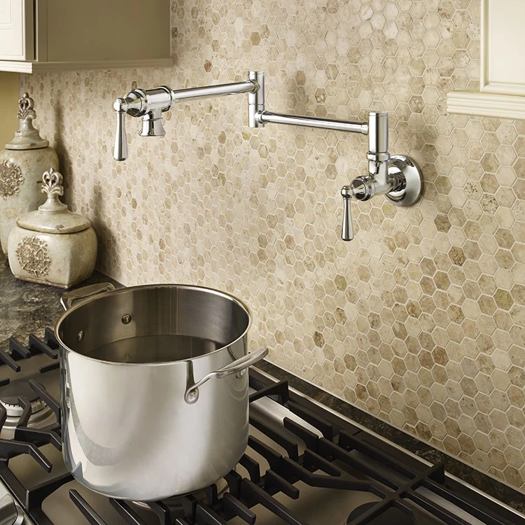 Traditional Two Handle Wall-Mount Pot Filler Faucet