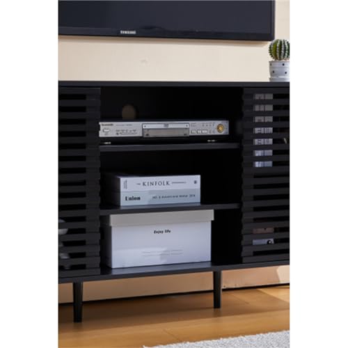 Mid-Century Modern TV Stand | 55" Wood Entertainment Center TV Console Table with Storage Hollow Door