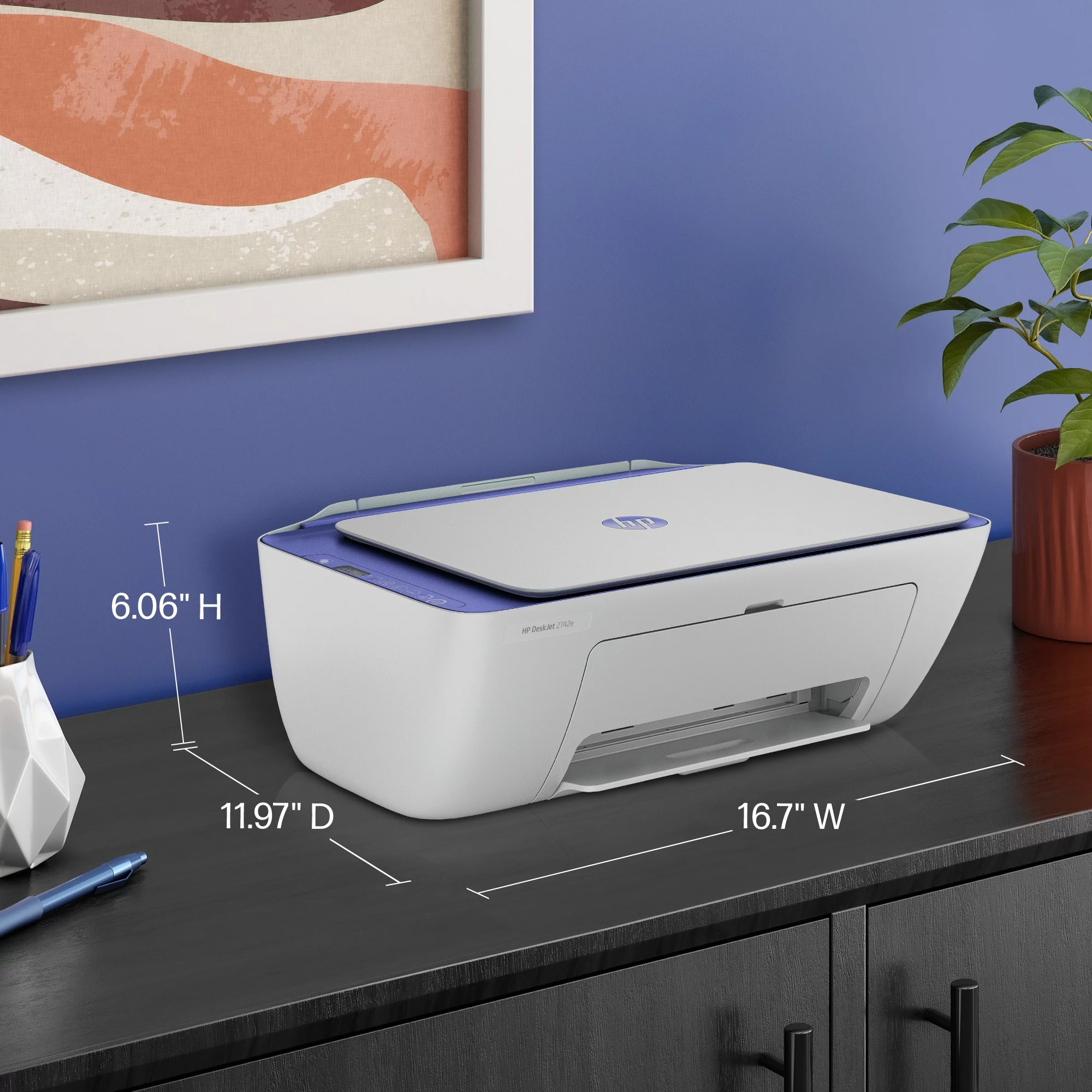 HP DeskJet 2742e Wireless Color All-in-One Inkjet Printer (Milkyway) with 6 months of Instant Ink included with HP+