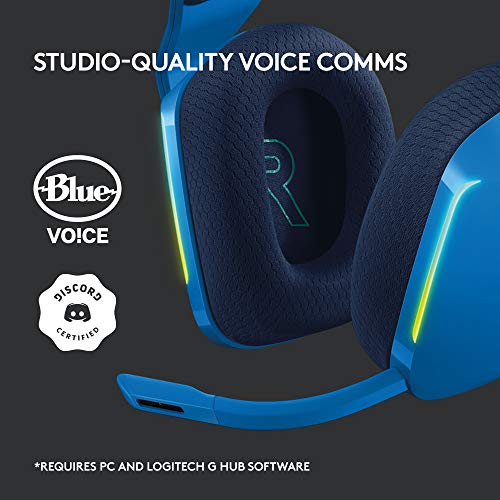 Logitech G733 Lightspeed Wireless Gaming Headset, Suspension Headband, Lightsync RGB, Blue VO!CE Mic, PRO-G Audio – Black, Gaming Headset Wireless