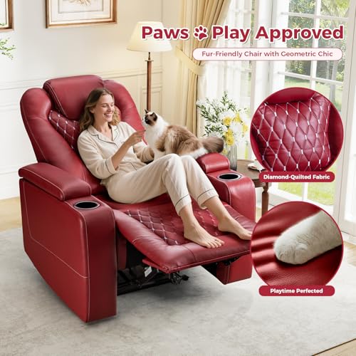 ANJ Power Recliner Chair with USB Ports and Cup Holders