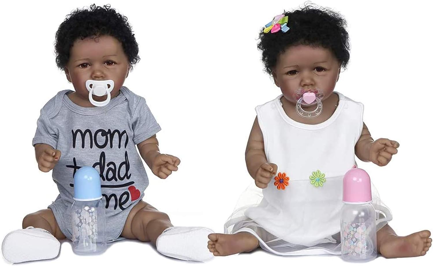 Zero Pam 22 African American Black Skin Reborn Baby Dolls Realistic Full Body Soft Silicone Vinly Waterproof Anatomically Correct Boy & Girl Toddler