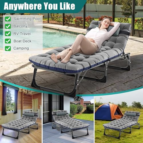 DoCred Folding Camping Cot with Mattress, 2 Pack Heavy Duty Folding Cot for Adults, Portable Sleeping Cot Bed Adults Outdoor Bed with Carry Bag