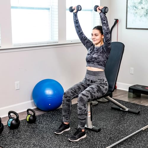 SUPERJARE 0.56'' Thick 24 Pcs 96 Sq Ft Rubber Top Exercise Equipment Mats, High Density EVA Foam Mats with Rubber Top
