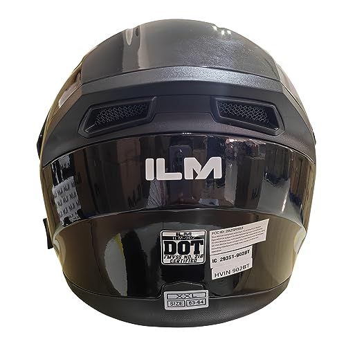 ILM Bluetooth Motorcycle Helmet Modular Flip up Full Face Dual Visor Mp3 Intercom FM Radio DOT Model 902BT(Matte Black, Large)