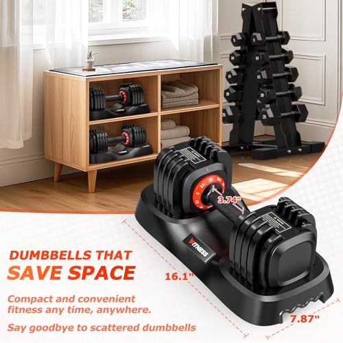 Adjustable Dumbbells Set of 2, 1-Sec Adjustable Weights Dumbbells Set, 5 in 1 Free Dumbbell with Anti-Slip Texture Handle