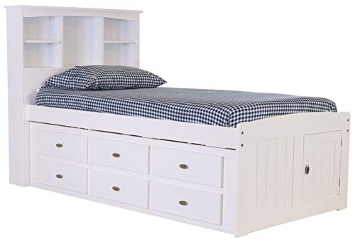 Discovery World Furniture White Full Bookcase Bed with 6 Drawers