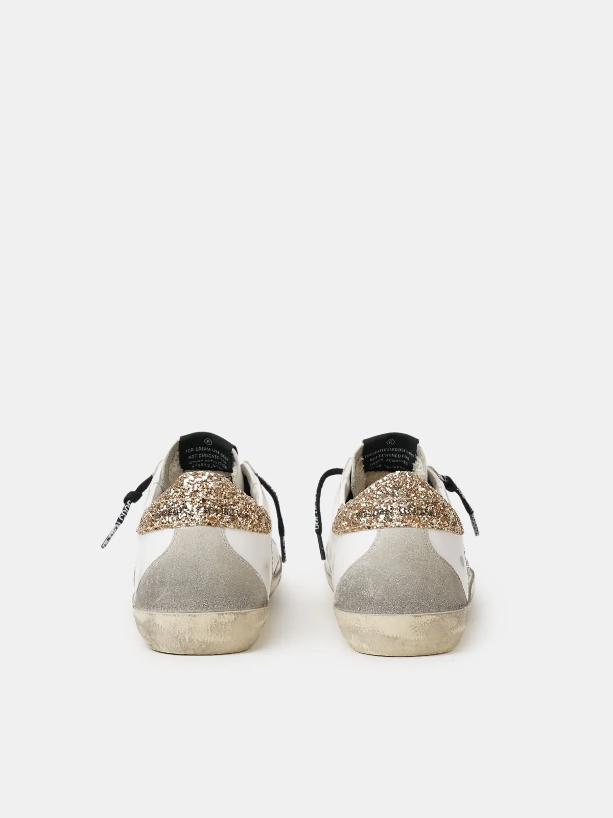 White leather Super-Star sneakers with glittery heel tab