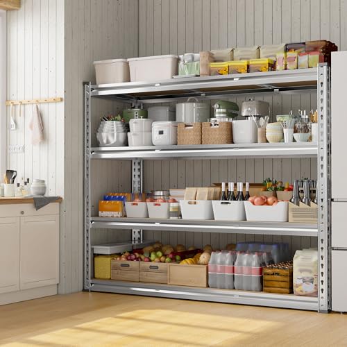 REIBII 48" W Garage Shelving Heavy Duty 3020LBS Storage Shelves 5 Tier Heavy Duty Shelving Adjustable Garage Shelves for Basement, Warehouse