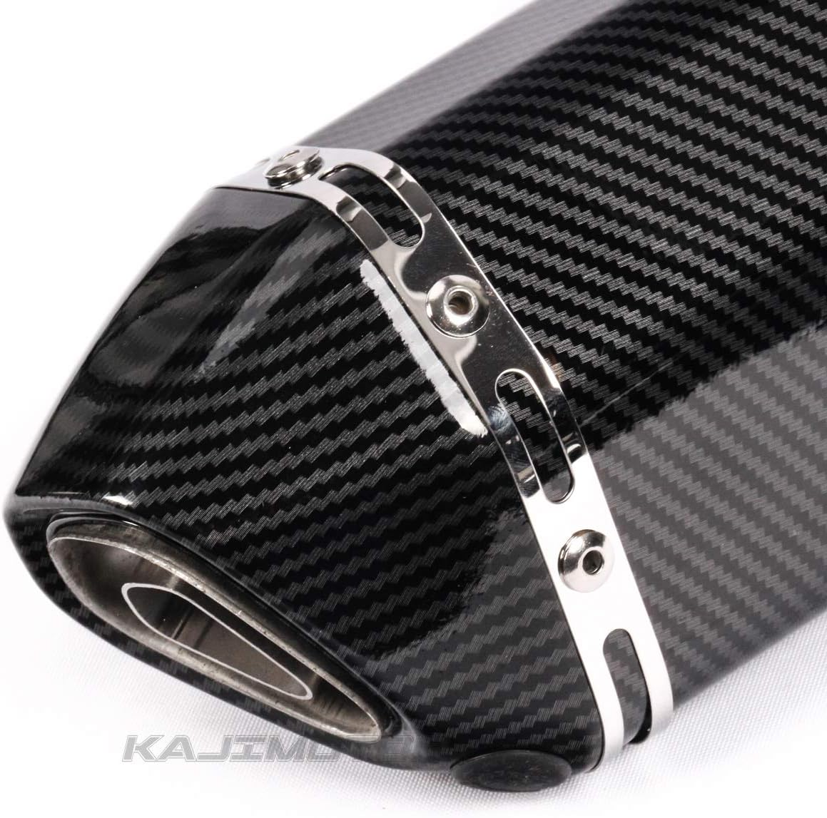 KAJIMOTOR Universal Motorcycle Short Exhaust Muffler Carbon Gobo Slip On w/DB Killer 51mm