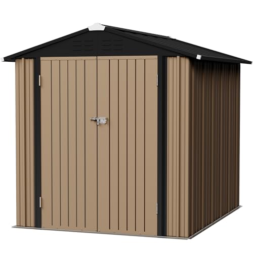 Flamaker Storage Shed Waterproof Metal Garden Shed with Lockable Door Utility Tool Shed Outdoor Storage for Backyard, Patio and Lawn (5 x 3 FT)