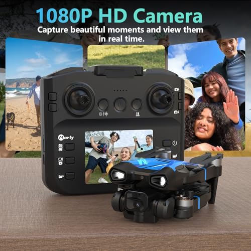 M18LCD Drone with 1080P Camera 45&deg; Adjustable Lens Brushless Motor Rechargeable LCD Remote Foldable RC Quadcopter for Beginners