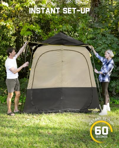 FanttikOutdoor Zeta A2 Pro Shower Tent 2 Rooms, Instant Setup in 60 Seconds with Rainfly & Windproof, Portable with Carry Bag for Family Camping