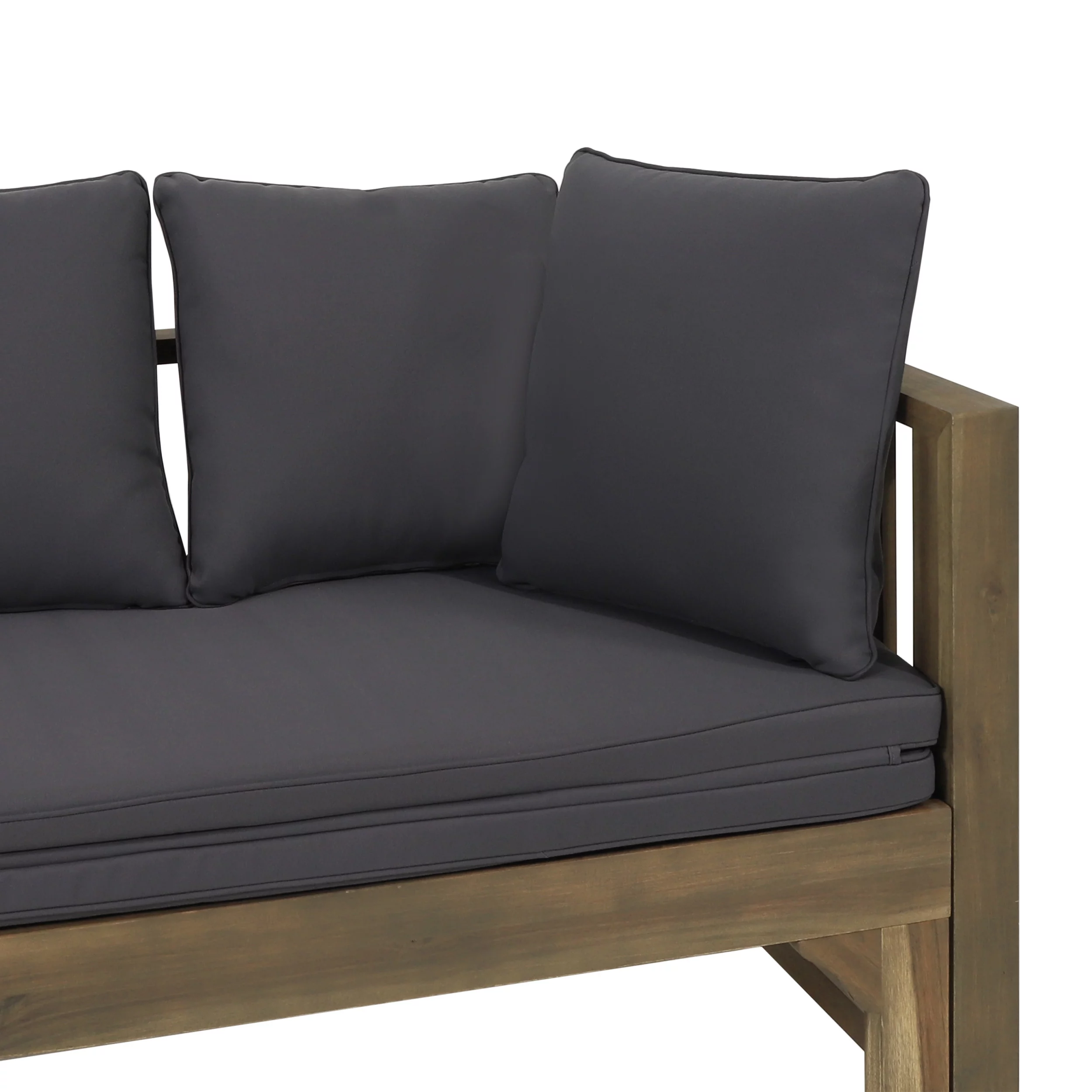 Reyes Acacia Wood Outdoor Extendable Daybed Sofa, Gray and Dark Gray