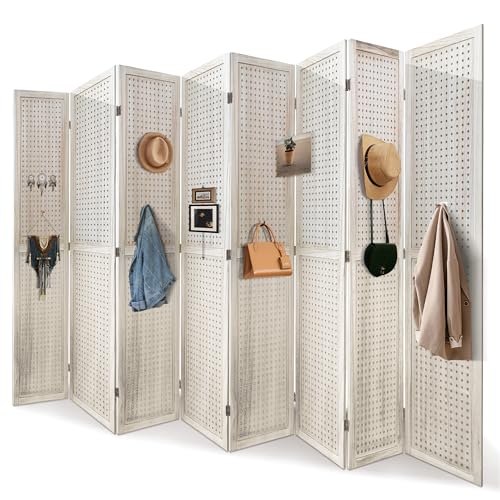 Osparple Room Divider with Shelves 6 Panel Wooden Folding Room Dividers Privacy Screen Wall Divider for Room Separation for Office and Apartment