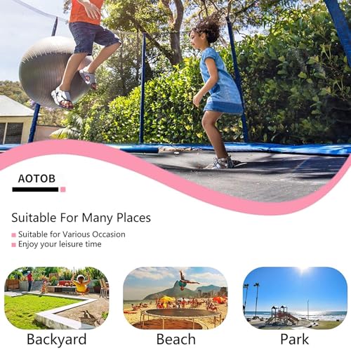 AOTOB 8FT 10FT 12FT 14 FT 15FT Trampoline with Safety Enclosure Net，Outdoor Trampoline with Basketball Hoop