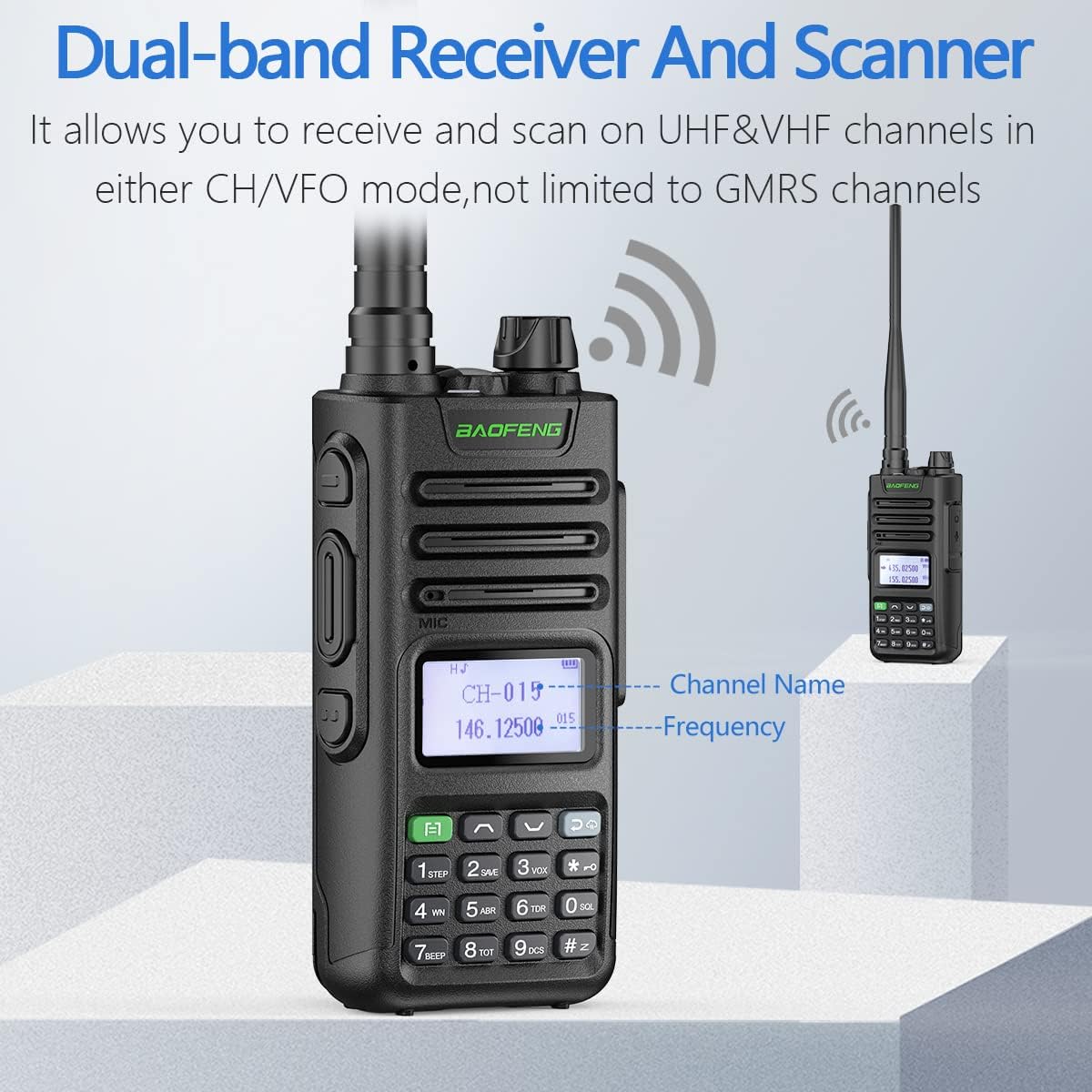BAOFENG GM-15 PRO GMRS Radio Long Range Walkie Talkies Rechargeable NOAA Scanning & Receiving Two Way Radio