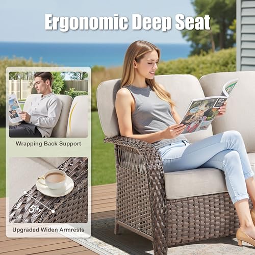 7 Pieces Outdoor Furniture Set with Swivel Chairs