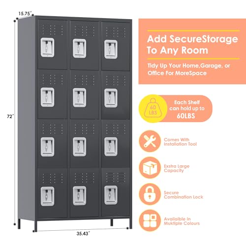6 Door Metal Storage Locker 18 Hooks,Metal Locker for Employees with Lock for School Garage Office Gym Bedroom,Assembly Required