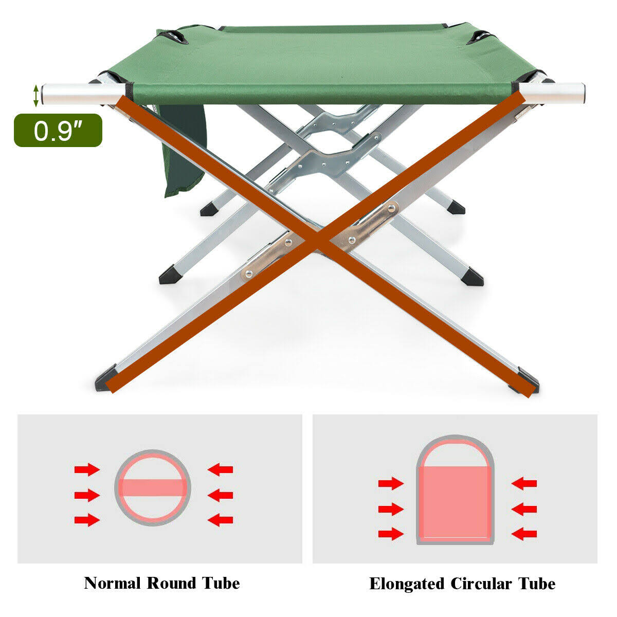 Folding Camping Cot Heavy-Duty Camp Bed with Carry Bag