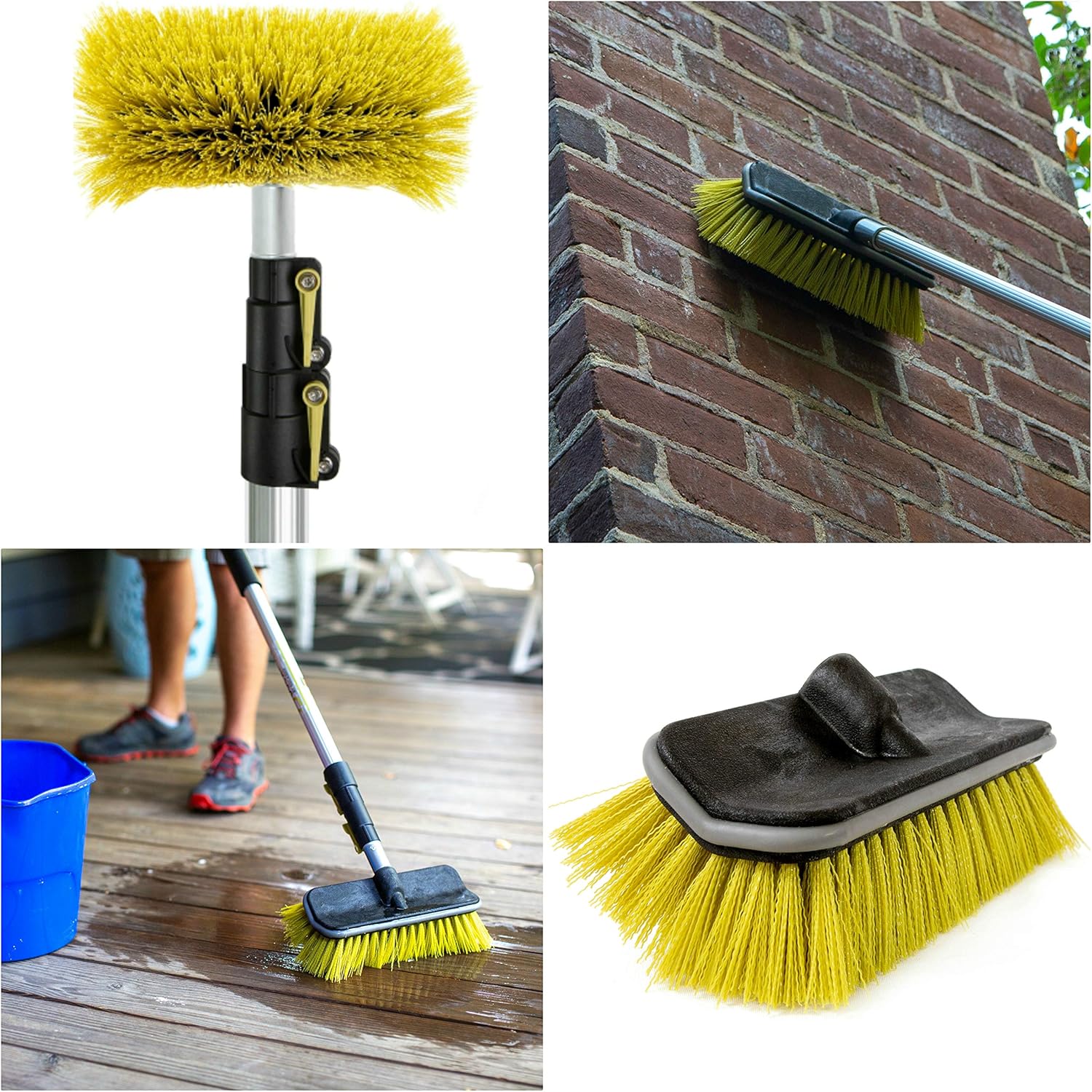 DocaPole 24 Foot High Reach Brush Kit with 6-24 Foot Extension Pole // Brush Kit Includes 3 Brushes // Soft Bristle Car Wash Brush // Medium Bristle