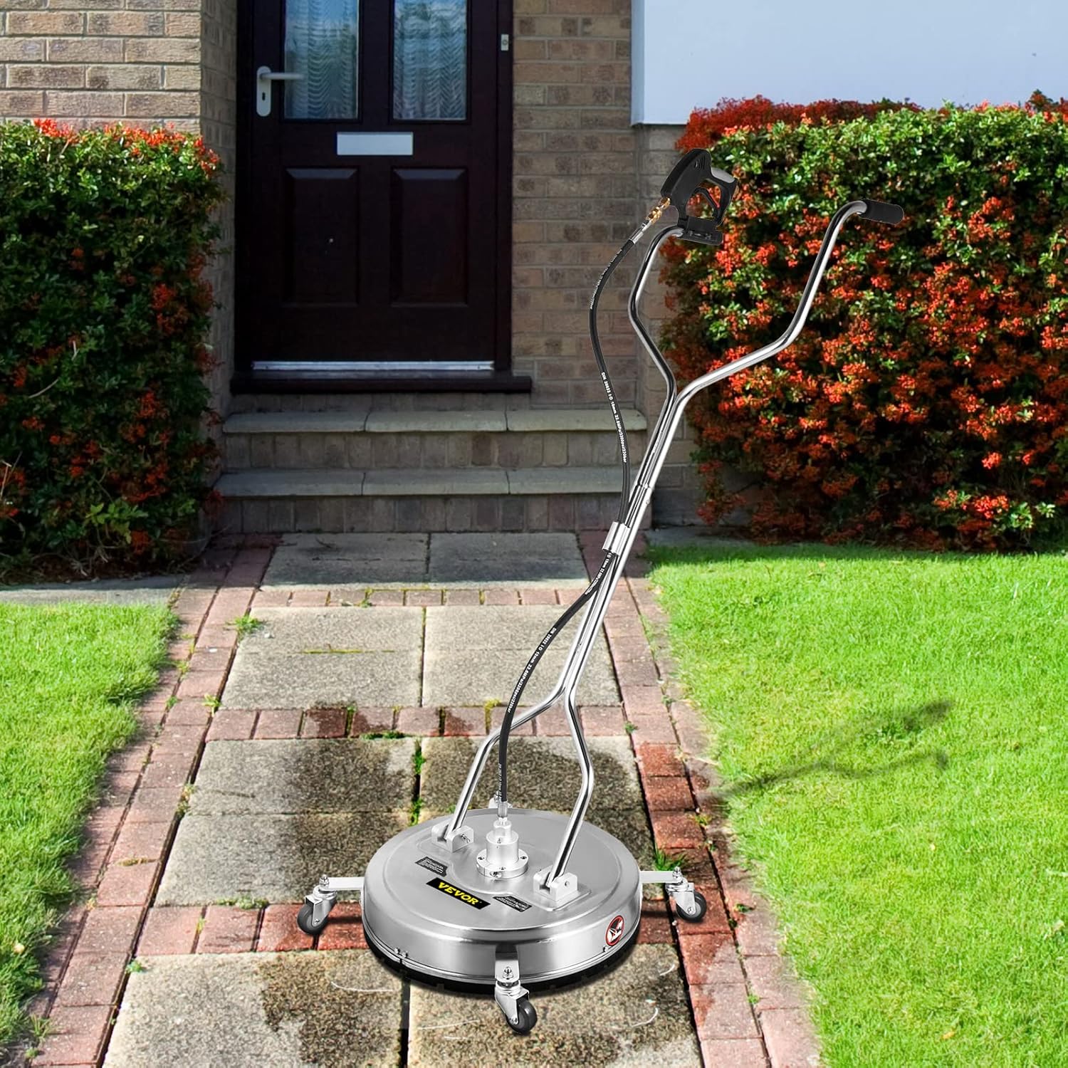 VEVOR Pressure Surface Cleaner, 18", 4000 PSI High-Pressure Washer with 1/4" Quick Connector, Dual Rotary Arms, and Castors