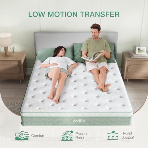 Novilla King Size Mattress 14 Inch, Hybrid Mattress King for Motion Isolation, Gel Memory Foam with Pressure Relief for Cool Night Sleep