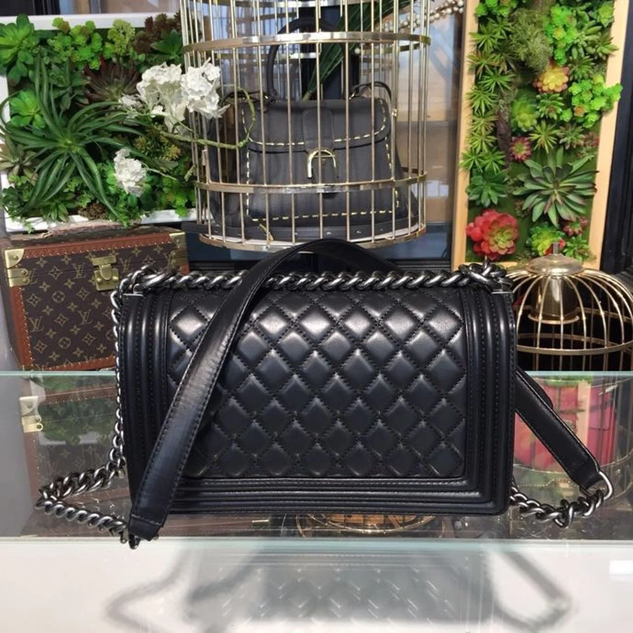 Chanel Boy Handbag Silver Hardware Black For Women, Women&rsquo;s Bags, Shoulder And Crossbody Bags 9.8in/25cm A67086