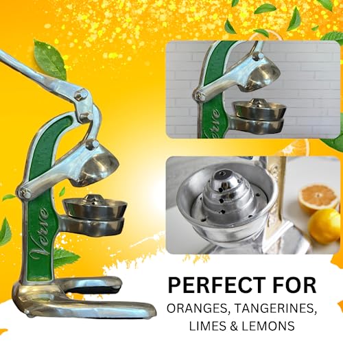 Artisan Crafted Cast Aluminum Professional Grade Manual Hand Press Juicer For Fresh Squeezed Orange, Lemon, Lime
