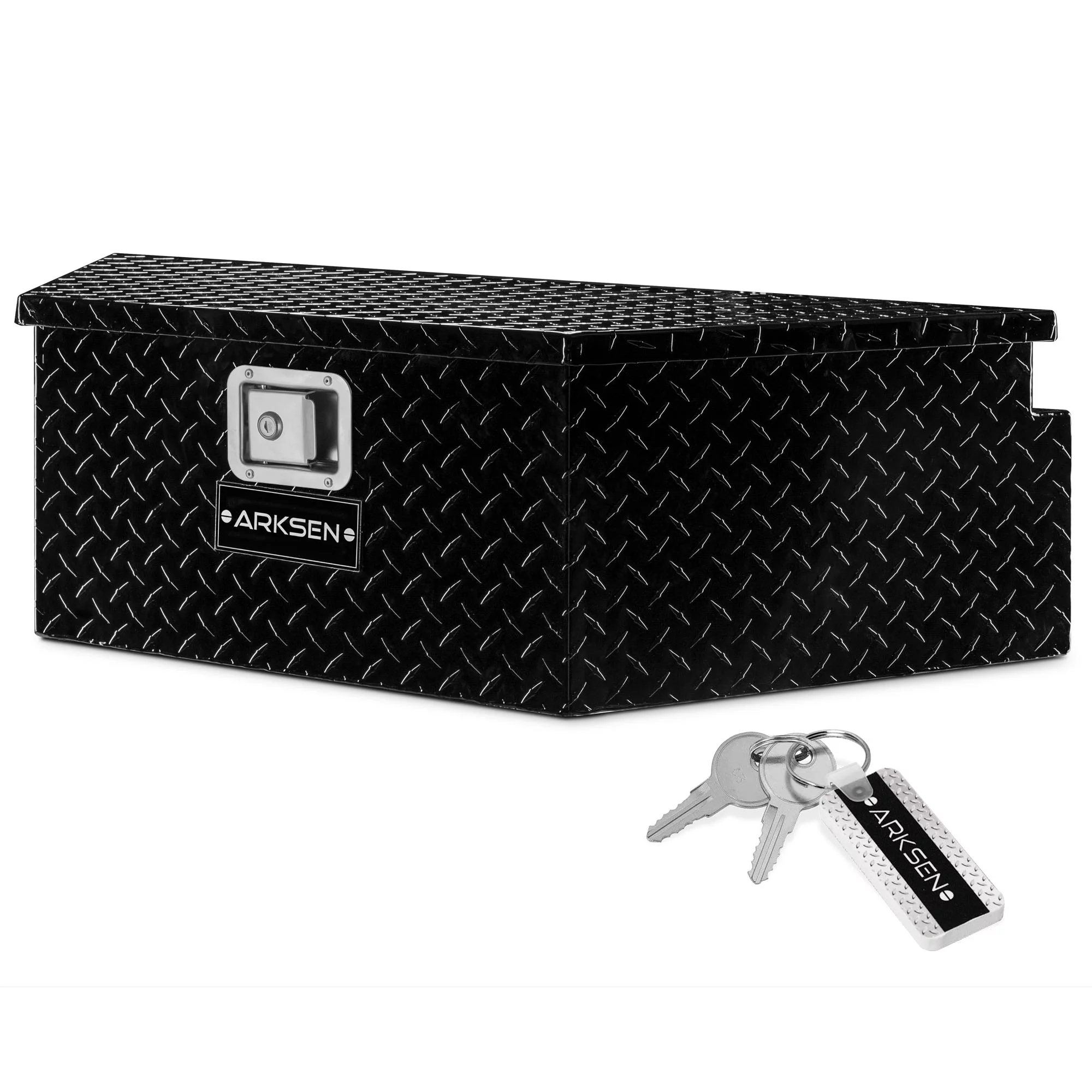 ARKSEN 39 Diamond Plate Aluminum Trailer Tongue Box Pickup Truck Tool Box Storage Organizer With Lock Key, Silver