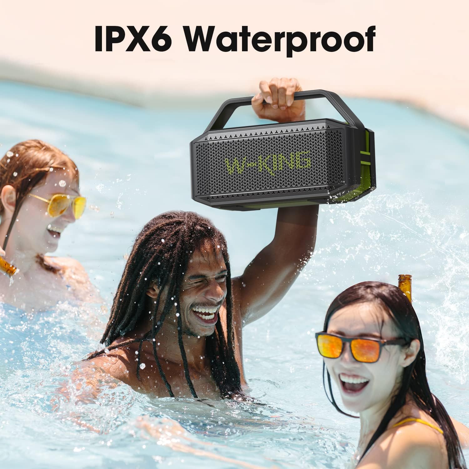 Bluetooth Speaker, W-KING 60W Loud Portable Bluetooth Speaker IPX6 Waterproof, 40H Playtime, Outdoor Powerful Stereo Speaker with 12000mAH Power Bank