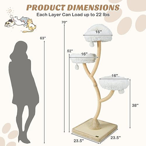 PETSITE 70" Tall Cat Tree, Cat Tower with Scratching Posts and Board