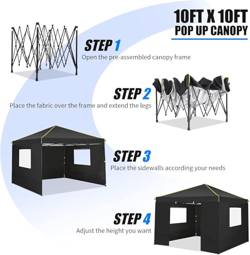 10x10 Pop Up Canopy Tent with 4 Sidewalls and Mesh Windows 2.0