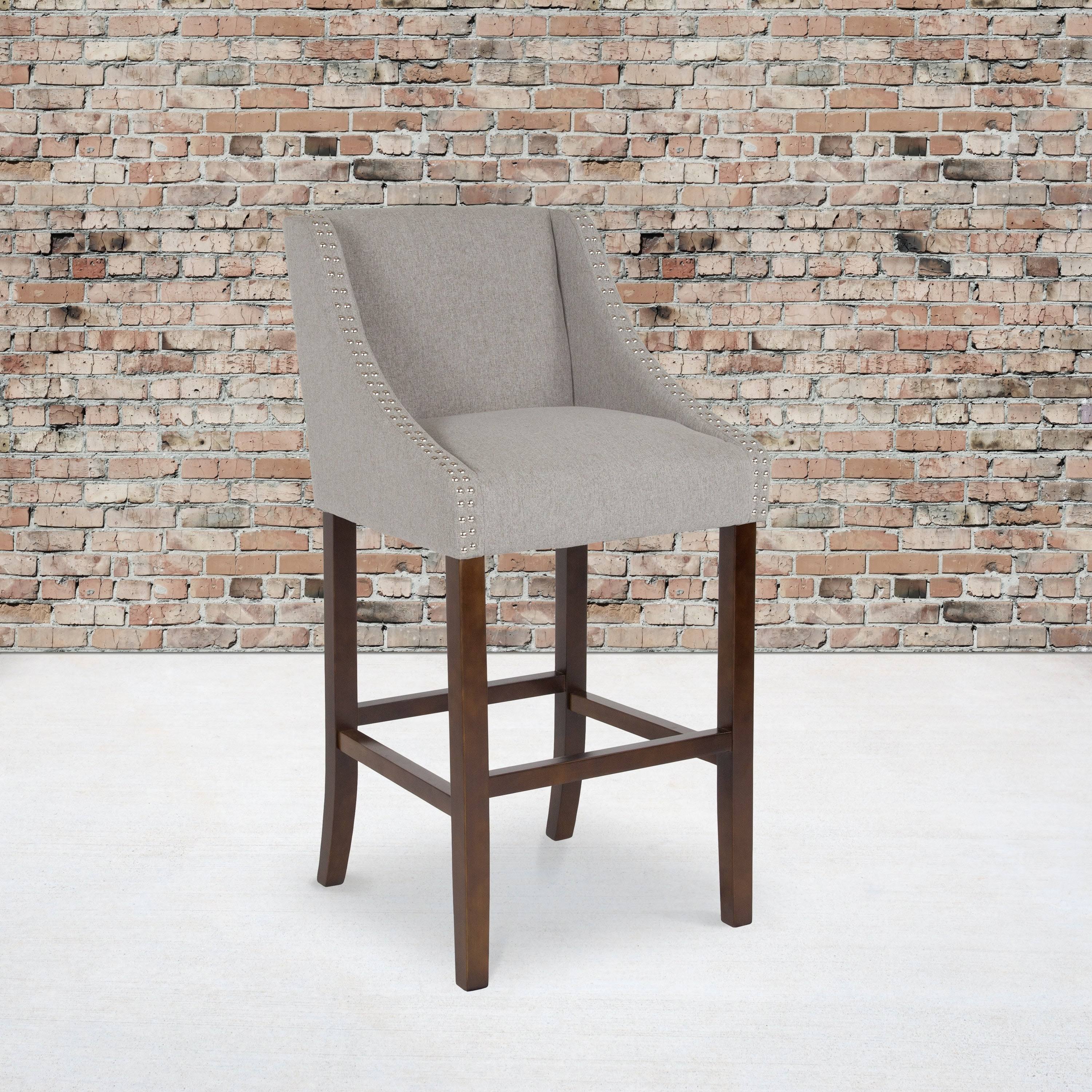 Lancaster Home 2 Pk. 30x22 High Transitional Barstool with Accent Nail Trim - 20x22W x 22x22D x 42x22H - Dark Grey Fabric
