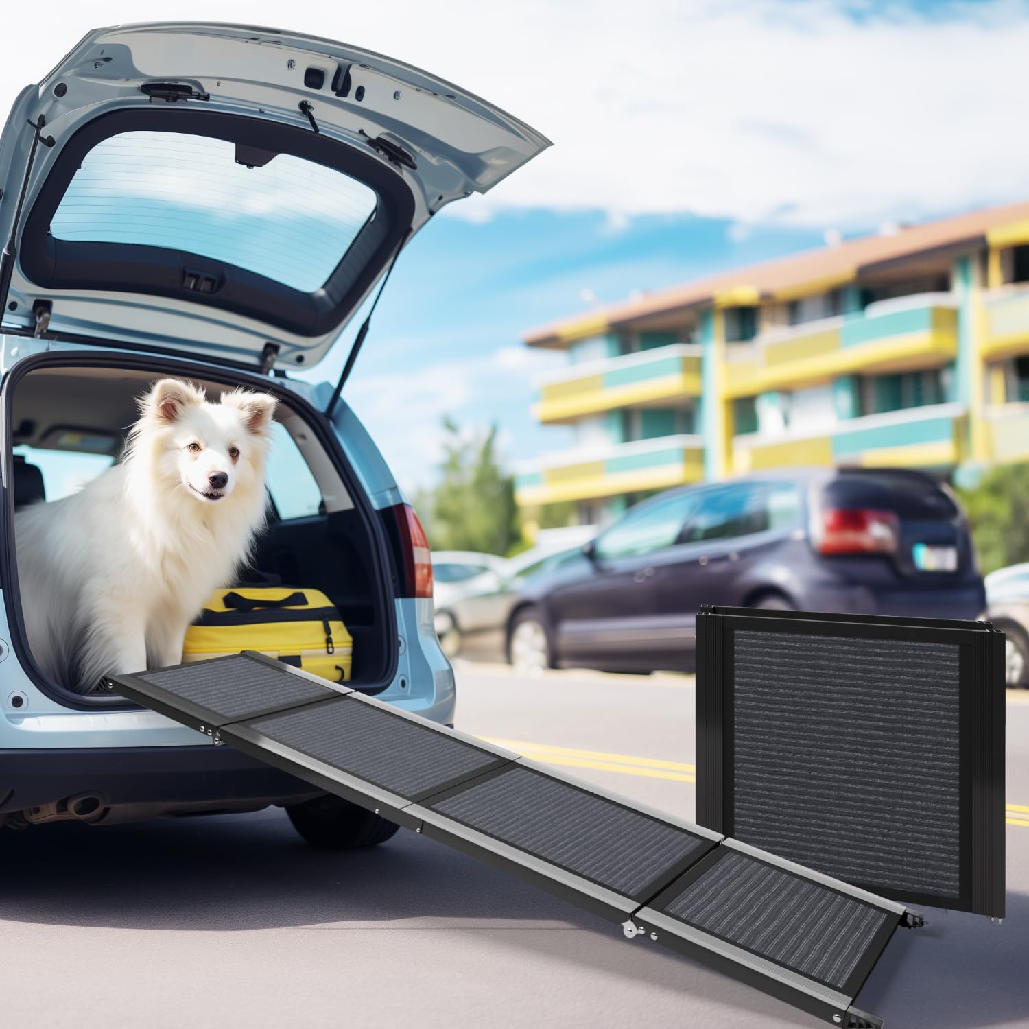 Dog Ramp for Car Large Dog,71" Foldable Portable Dog Car Ramp with Non-Slip Rug Surface