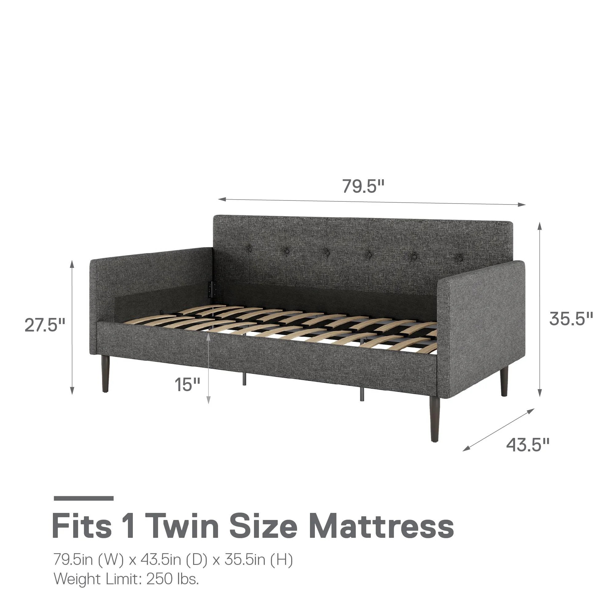 Queer Eye Wimberly Upholstered Daybed, Twin Size, Gray Linen