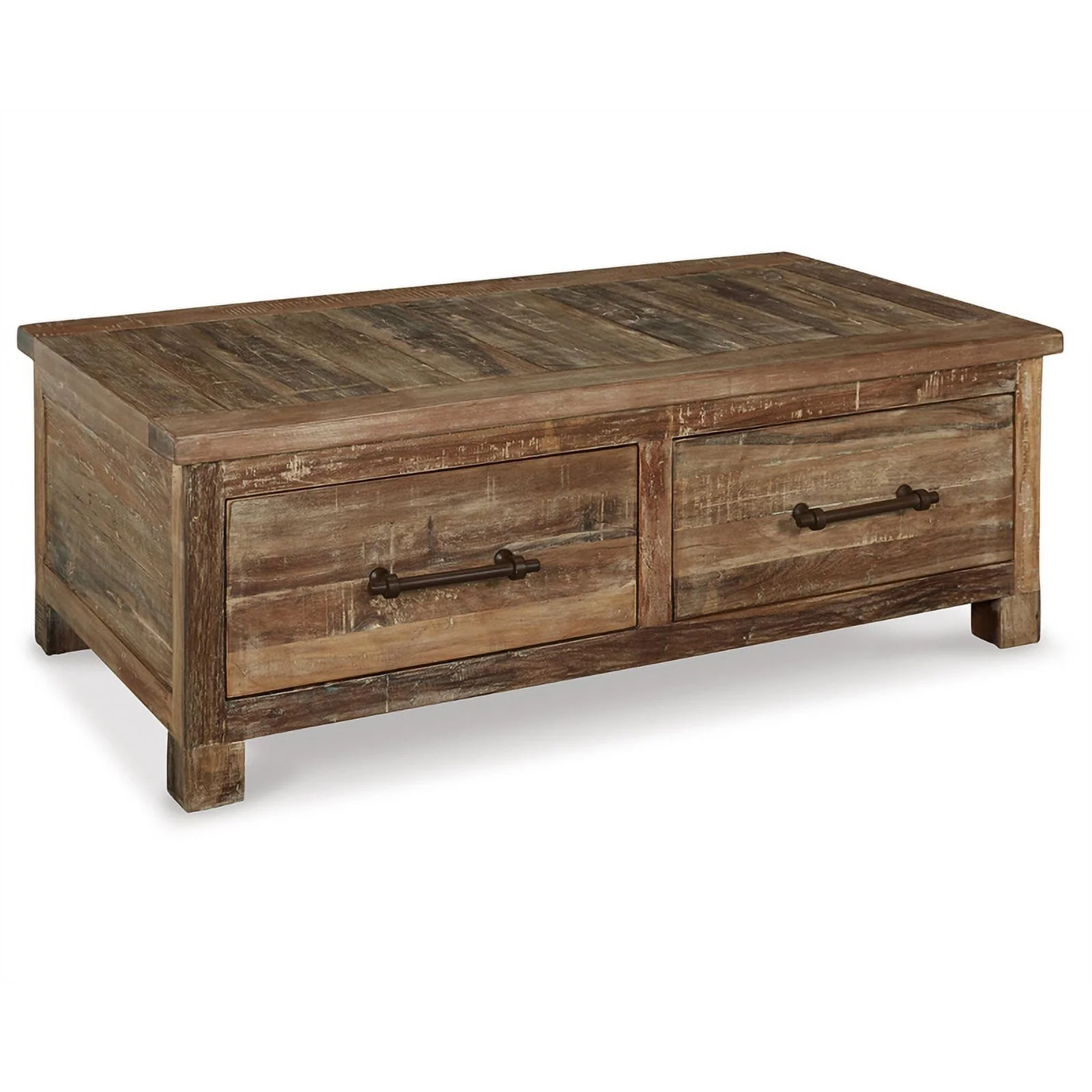 Ashley Furniture Randale Wood Coffee Table with Storage in Dark Brown