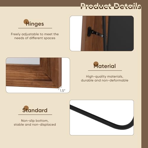 Full Length Mirror, 71"×32" Wooden Mirror Full Length with Stand Wood Floor Mirror, Oversized Stand Up Mirrors Large Wall Mirrors