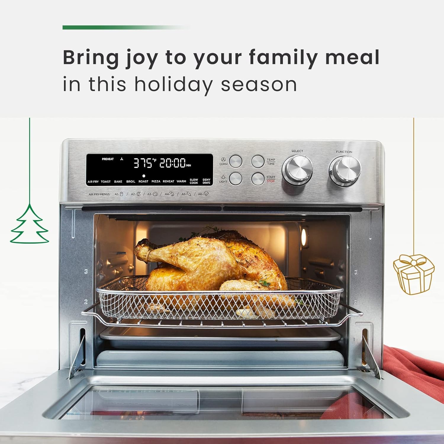 VAL CUCINE 10-in-1 Smart Air Fryer - Extra-Large Convection Countertop Toaster Oven - Brushed Stainless Steel Finish - 26.3 QT/25 L