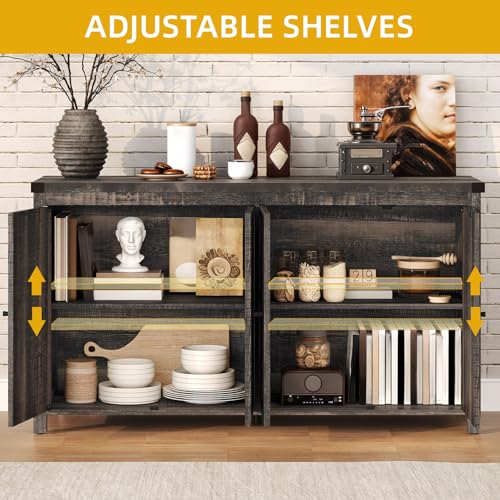 DWVO 55'' Sideboard Buffet Cabinet with Storage, Farmhouse Kitchen Storage Cabinet with Doors