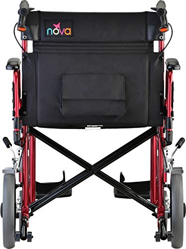 NOVA Heavy Duty Bariatric Transport Chair with 400 lb. Weight Capacity, 22” Extra-Wide Seat with Locking Hand Brakes