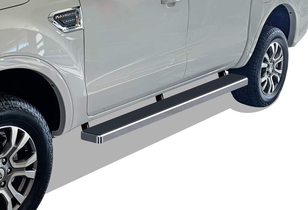 APS iBoard 6-inch Aluminum (Polished Flat Style) Running Boards Nerf Bars Side Steps Step Rails Compatible with Ford Ranger 2019-2022 SuperCrew Cab