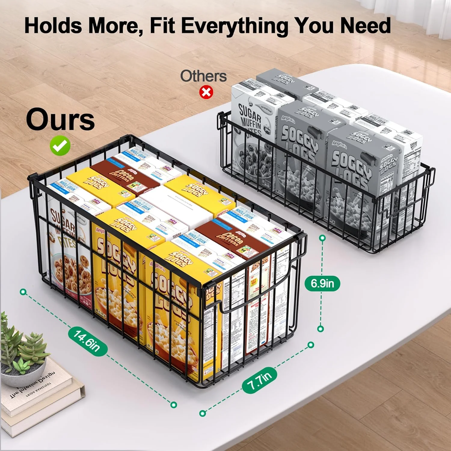 Organizer Bins, 4 Pack Stackable Deep Chest Freezer Organizer Bins, Foldable Baskets with Handles