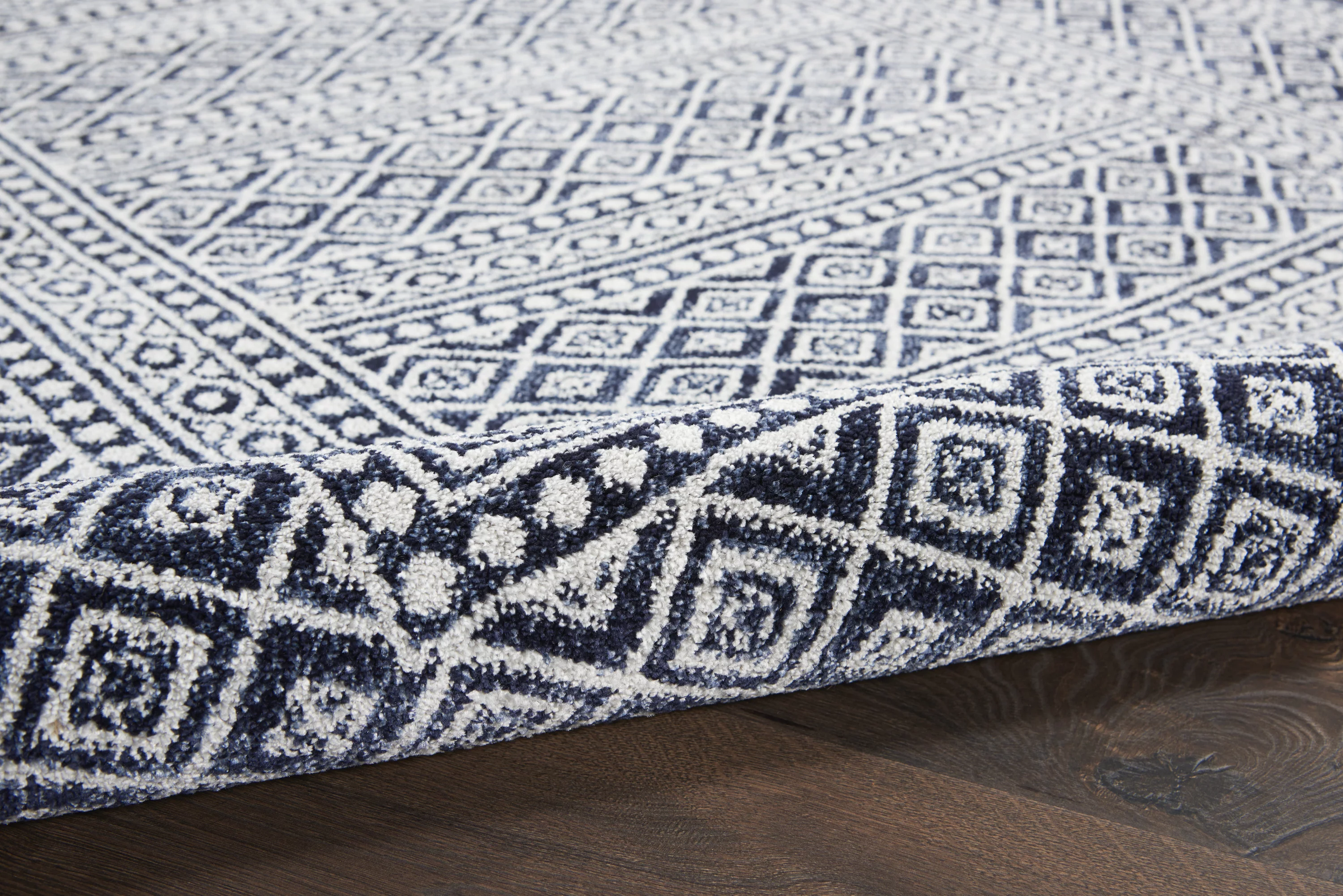 Nourison Royal Moroccan Bohemian Navy/Grey 8'6" x 12' Area Rug, (9x12)