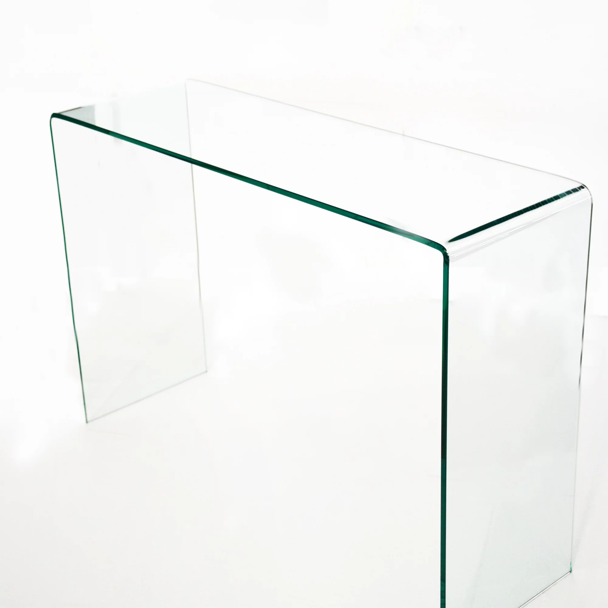 Dcenta Glass Console Table, Transparent Tempered Glass Console Table with Rounded Edges Desks, Sofa Table