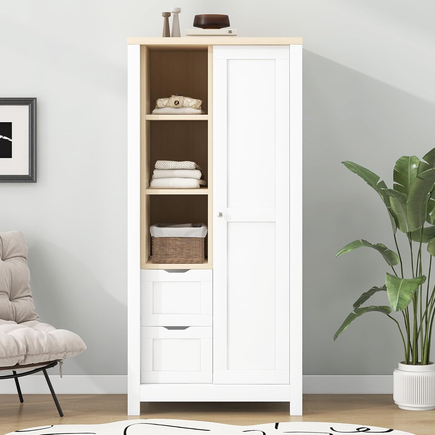 68.30 inch Wardrobe Closet Organizer with 2 Drawers