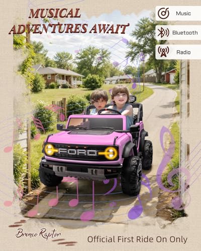 24V Ride on Toys for Big Kids, Licensed Ford Bronco Raptor 2 Seater Ride on Cars with Remote Control, Ride on Truck w/ 4-Wheeler Suspension, 3 Speeds